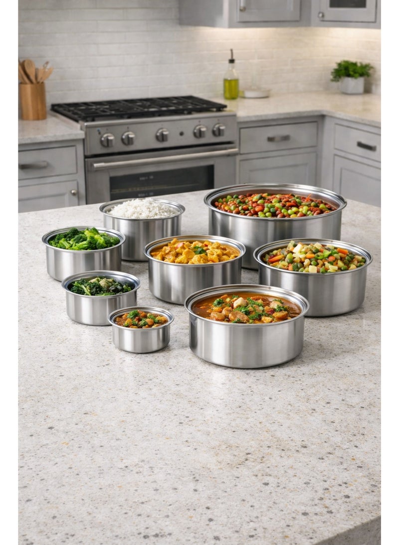 متجر 7 طقم قدور ألمنيوم مع أغطية – 8 قطع متعددة المقاسات | تصميم عملي للمطبخ – صناعة باكستانية - Image 2